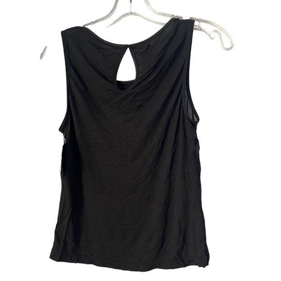 NWT NUX Black Athletic Sleeveless Shirt with Mesh and Faux Leather Detailing - Picture 4 of 5